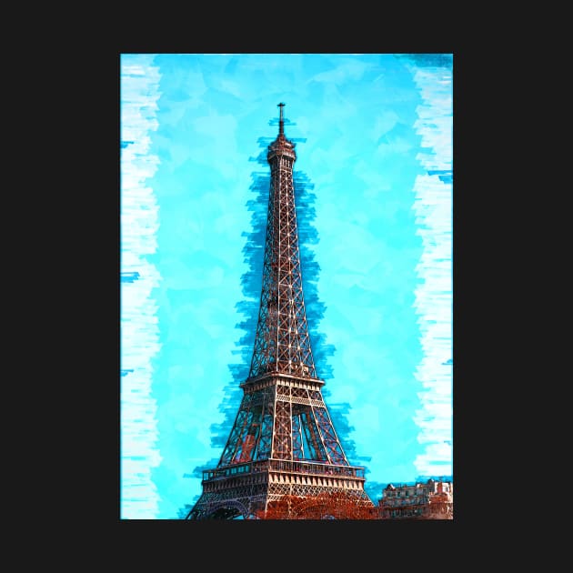 Eiffel Tower Paris Clear Blue Sky. For Eiffel Tower & Paris Lovers. by ColortrixArt