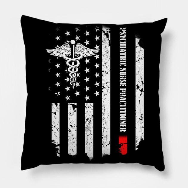 Psychiatric Nurse Apparel, American Flag Thin Line Nursing Pillow by neonatalnurse