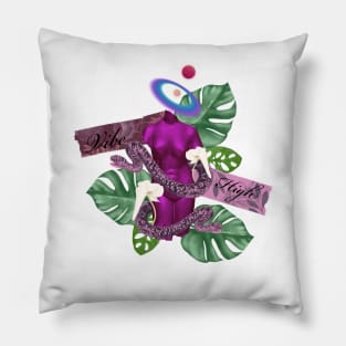 Vibe high Greek  stone and nature with snakes and trippy flower 3 purple Pillow