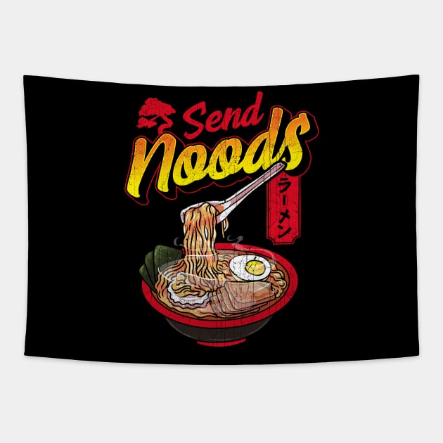 Funny Send Noods Anime Gamer Pho Ramen Noodle Pun Tapestry by theperfectpresents