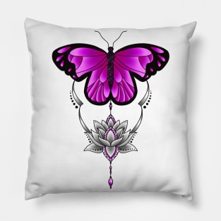 Colorful Butterfly Lotus Flower Pillow