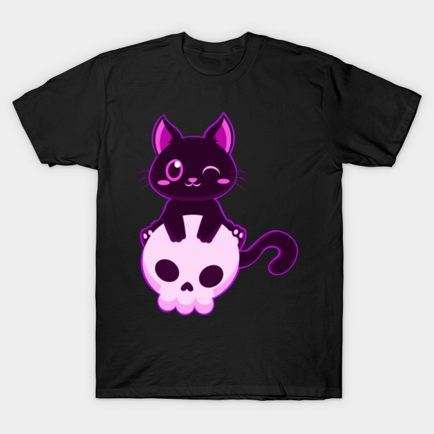Pastel Goth Skull Cat - Funny Cat Kitten Kitty Gift - Pastel Goth - T-Shirt