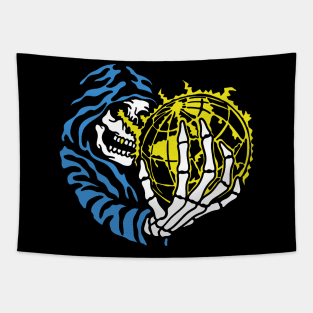 SKULL AND GLOBE Tapestry