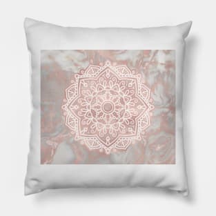 Rose gold mandala - french polished marble Pillow