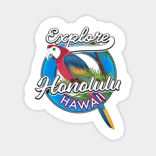 Honolulu Hawaii travel logo. Magnet