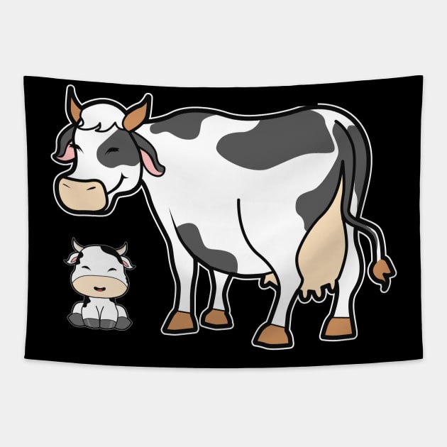 Baby Cow Cute Tapestry by Imutobi