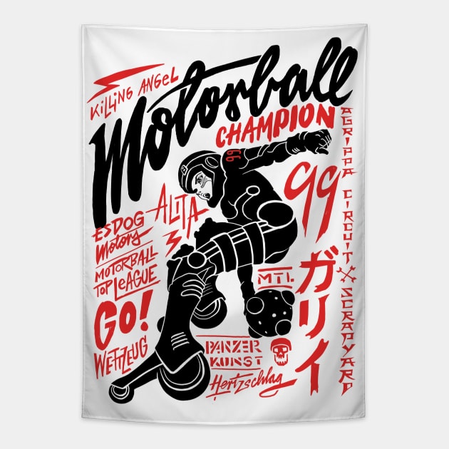 Motorball Alita - red Tapestry by Krobilad