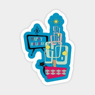 Happy Retro Holiday Magnet