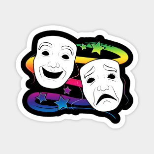 Comedy and Tragedy Drama Masks with Rainbow Stars Magnet