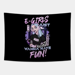 E-Girls Just Wanna Have Fun - Cartoon Gamer Girl Tapestry