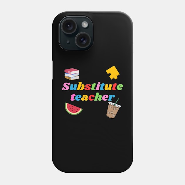 Substitute Teacher, books, puzzle,  watermelon, coffee Phone Case by Project Charlie