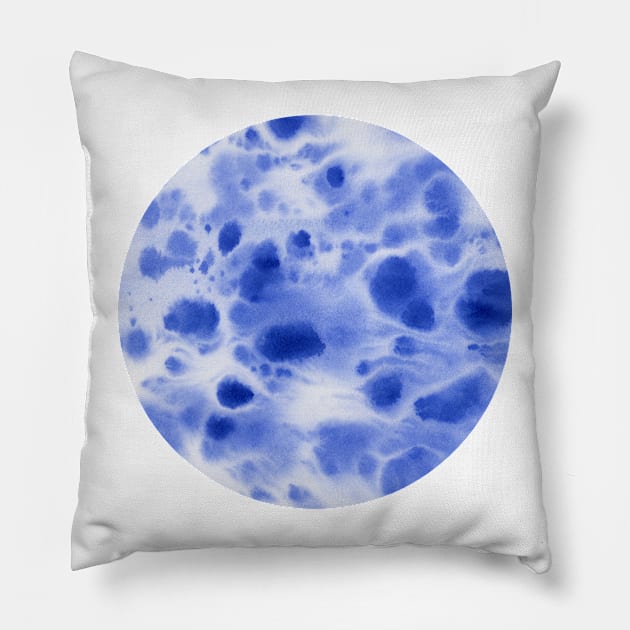 Blue travertine (circle) Pillow by FJBourne