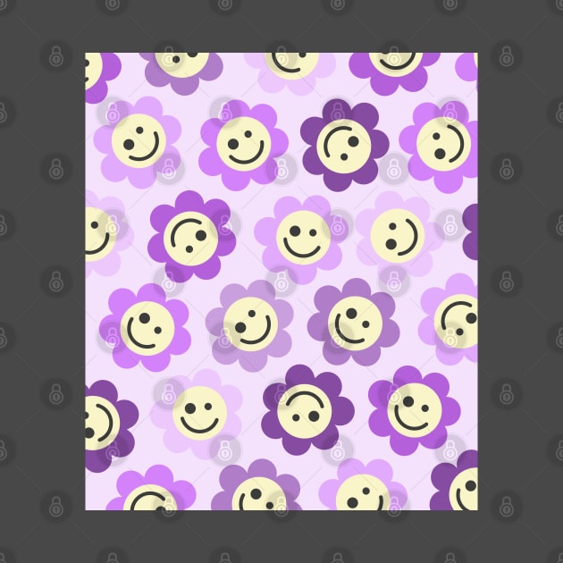 Purple Flower Happy Faces by gray-cat