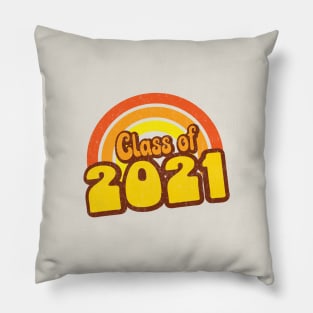 Retro Rainbow Class of 2021 distressed Pillow