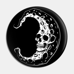 Crescent Moon Skull Pin