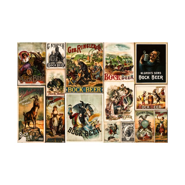 Vintage Bock Beer Posters Collage by JimDeFazioPhotography