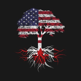 American Grown with Canadian Roots USA Flag T-Shirt