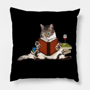 Cat Reading Book, Funnny Cat Lover Pillow