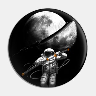 Astronaut Samurai Cutting the Moon Pin