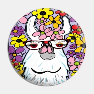 Llama in the Flowers Pin