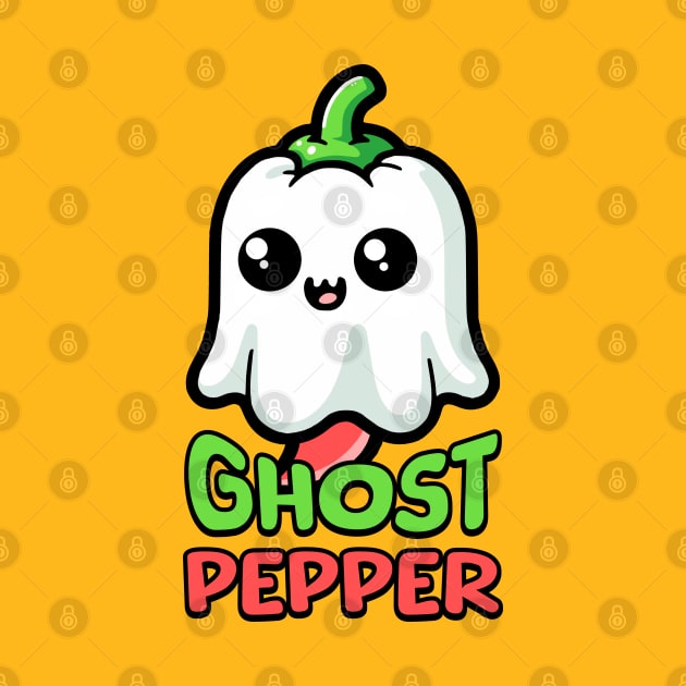Ghost Pepper! Cute Spooky Hot Pepper Pun by Cute And Punny