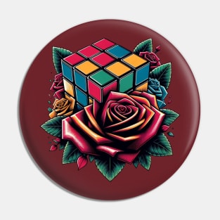 Retro Rubiks Cube Art Pin