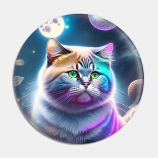 British Shorthair Kitty In Outer Space Pin