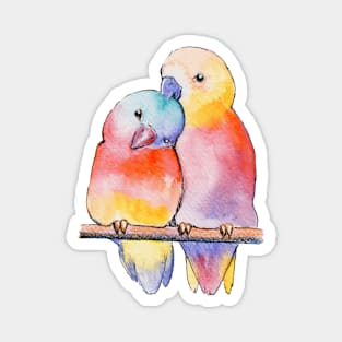 Watercolor - Colorfull lovebirds Magnet