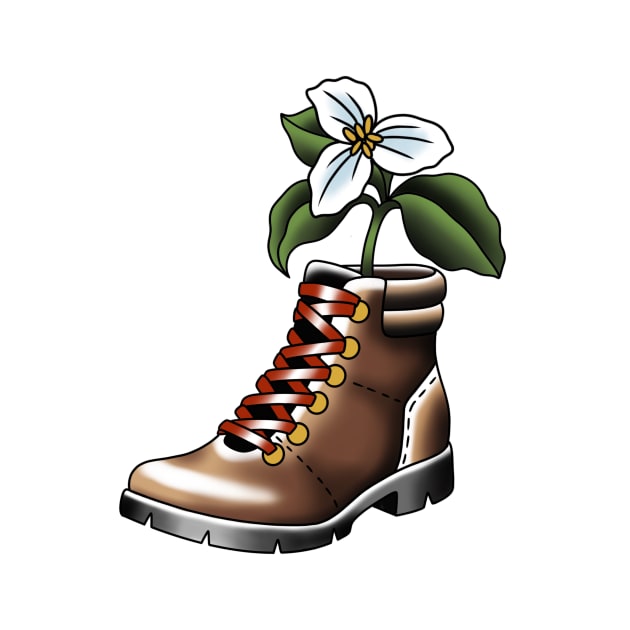 Hiking boot and flower by NicoleHarvey