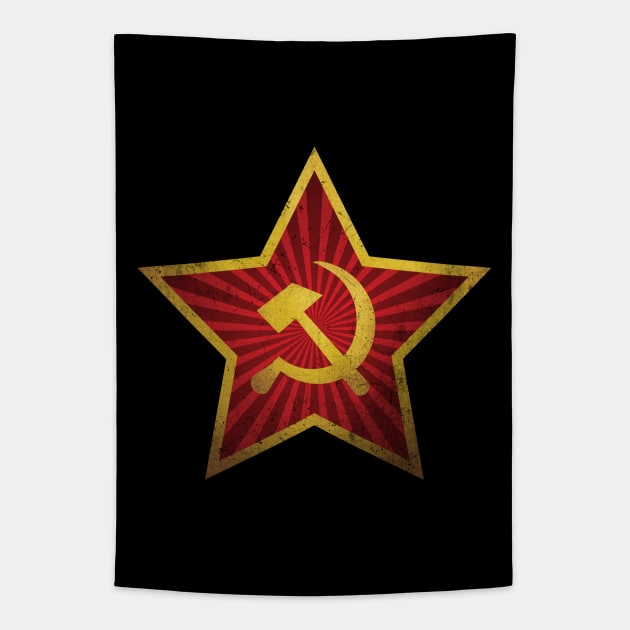 Soviet Red Star Insignia Distressed Tapestry by Beltschazar