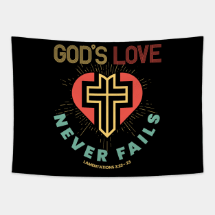 Gods Love Never Fail Christian Cross Tapestry