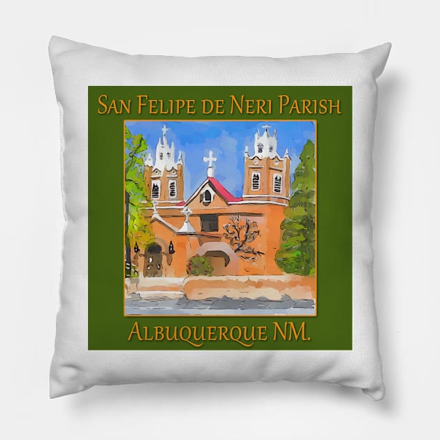 San Felipe de Neri Parish, Albuquerque New Mexico Pillow by WelshDesigns