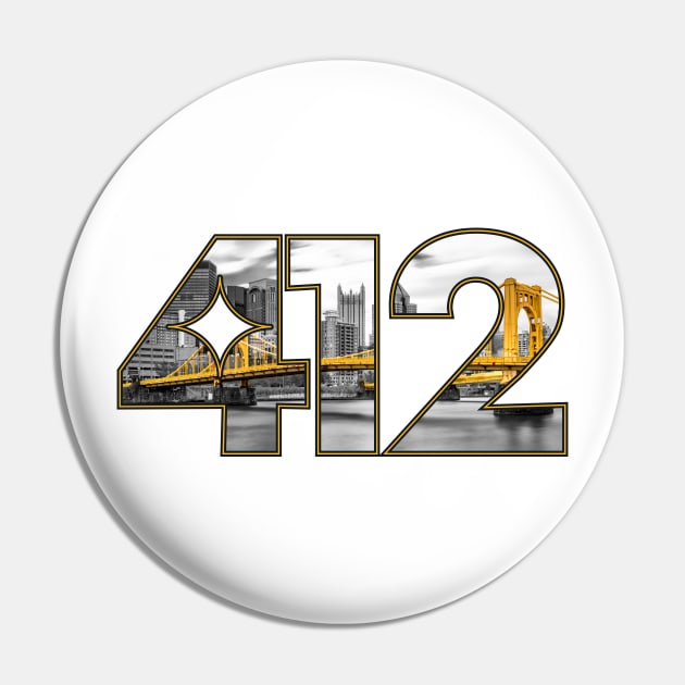 412 - Pittsburgh Skyline Pin by WalkDesigns