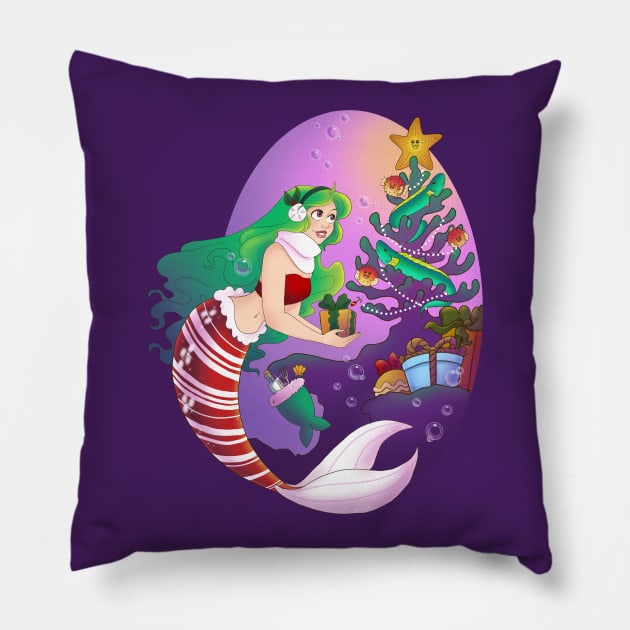 Mermaid Christmas Pillow by Redheadkls