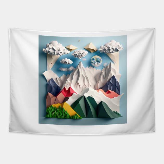 Origami mountains Tapestry by Imagier