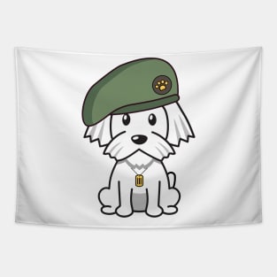 Green Beret white dog Tapestry