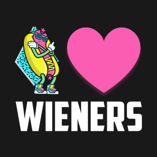 Funny Hot Dog Design - I Love Wieners Heart BBQ LGBT Gay T-Shirt