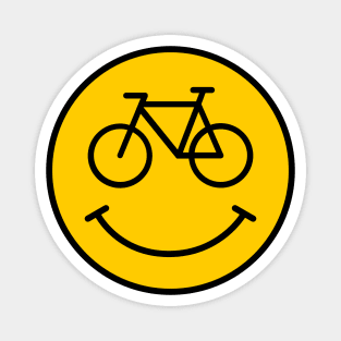 Yellow Bicycle Smiley Magnet