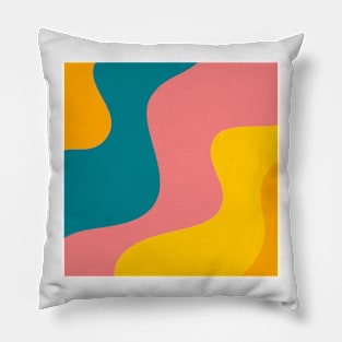 Retro Liquid Abstract Swirl in Summer Pillow