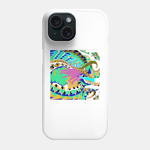 dragon in tentacles madness ecopop Phone Case by jorge_lebeau