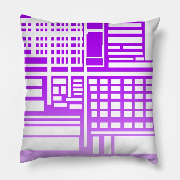 8-bit city Purple Version T-Shirt Pillow by sketchbooksage