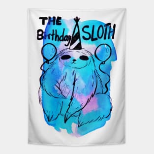 The Birthday Sloth Watercolor Tapestry