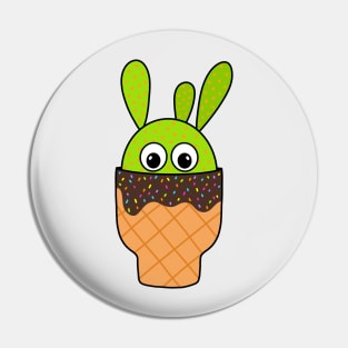 Cute Cactus Design #261: Beavers Tail Cactus In Ice Cream Cone Pot Pin