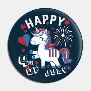 Happy 4th of July With Funny Unicorn Pin