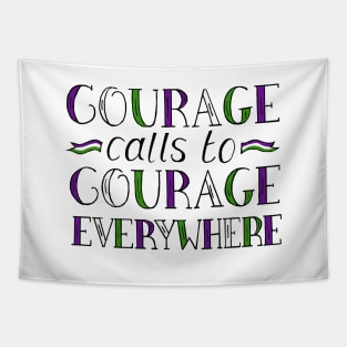 Courage Calls to Courage Everywhere Quote by Suffragette Leader, Millicent Fawcett Tapestry