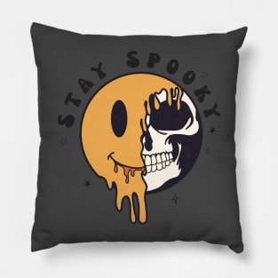 Stay Spooky Smiley Skull Pillow