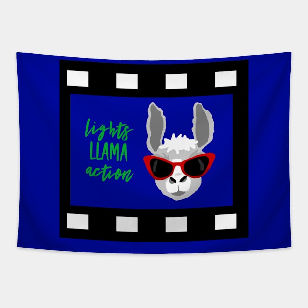 Film Celebrity Spoof Lights Llama Action Tapestry by MisterBigfoot