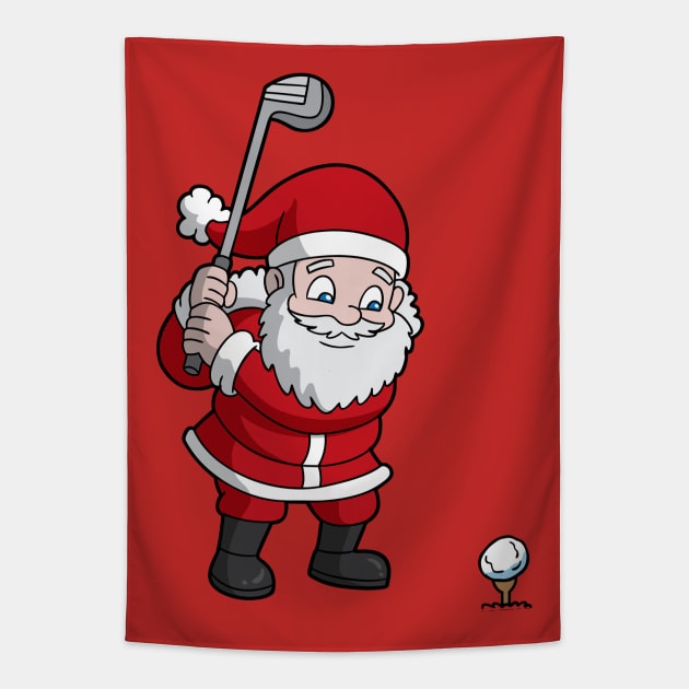 Christmas Santa Claus Golf Tapestry by E