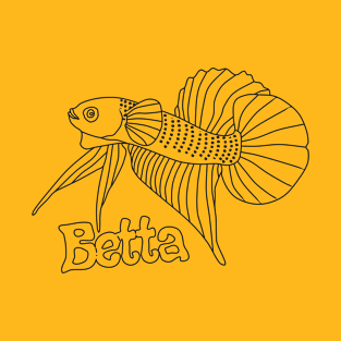 line art of monochrome beta fish T-Shirt