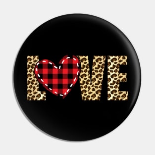 Plaid heart valentines day leopard text LOVE Pin